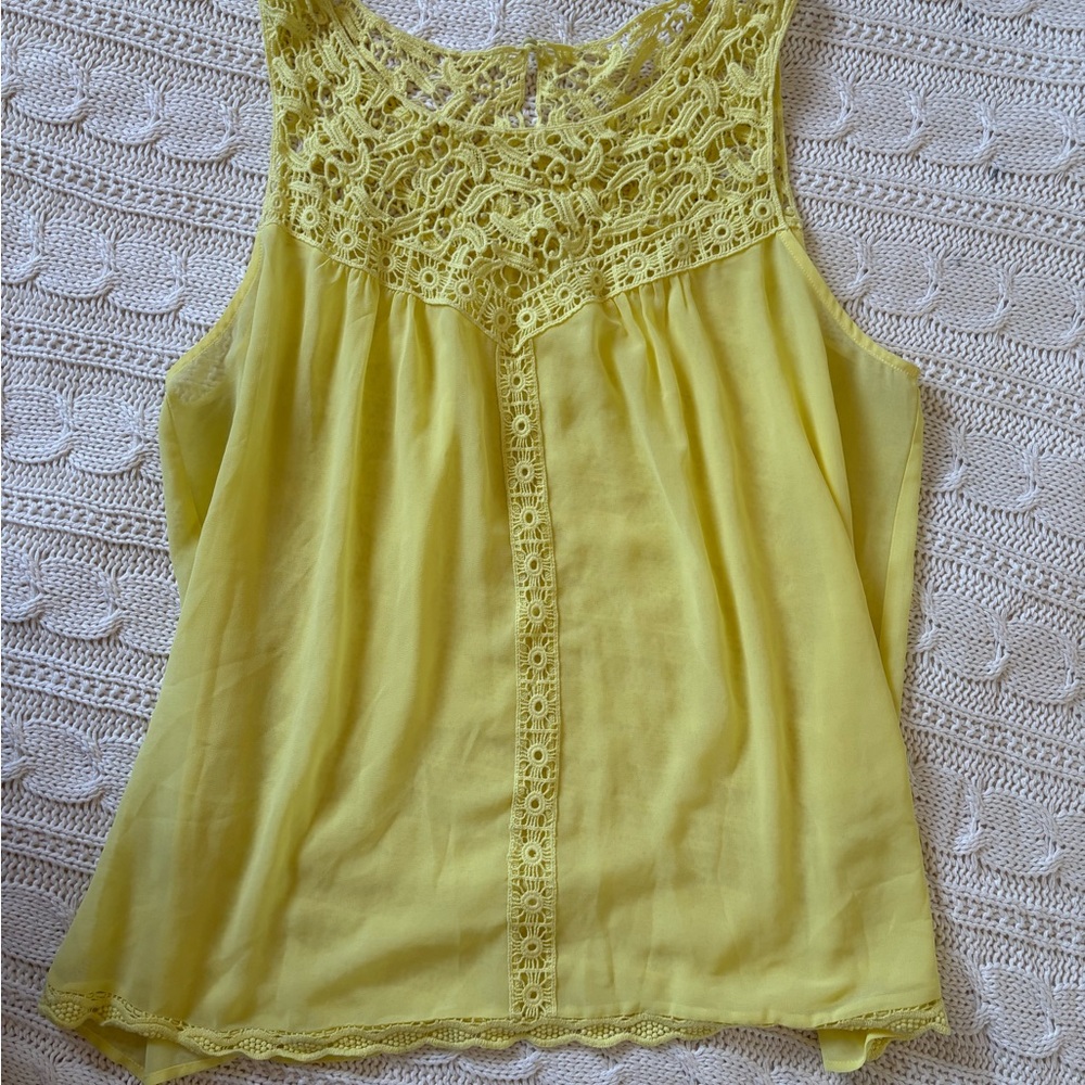 Yellow Lace Sleeveless Top